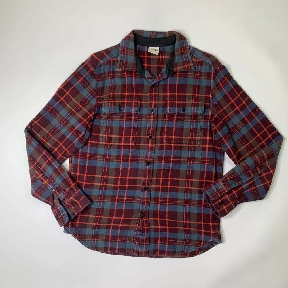 Vintage The North Face Shirt Mens M Medium Mahogany Plaid Valley Twill Flannel